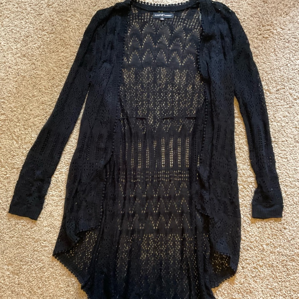Almost Famous Black Cardigan with Intricate Knit Design